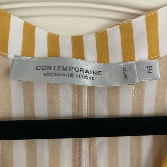 Simons Contemporaine Short Sleeve Mustard Crop Tie Shirt. Size S - Picture 2 of 8